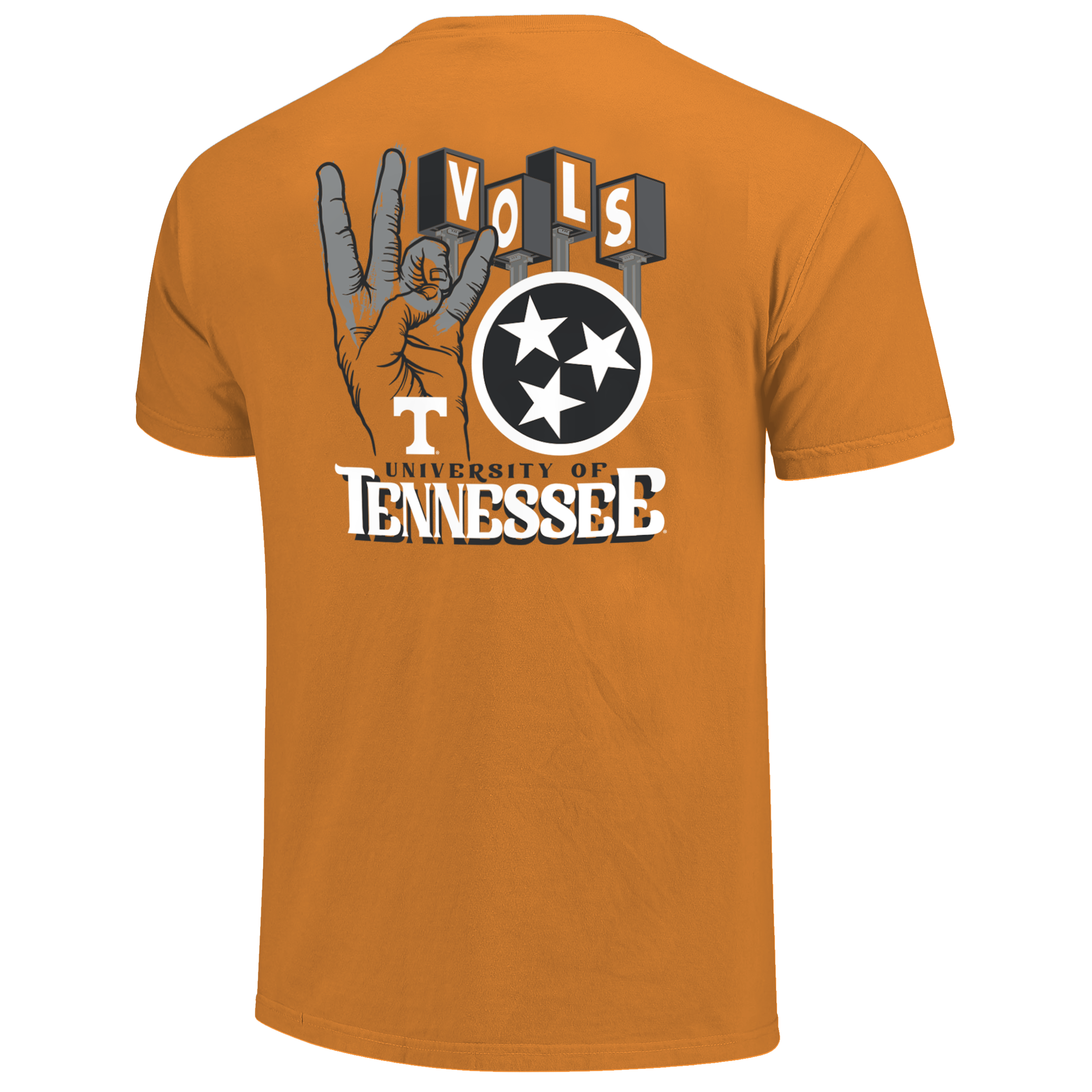 Tennessee Volunteer Hand Sign Lettermarks Bright Orange k Comfort Color Short Sleeve T-shirt
