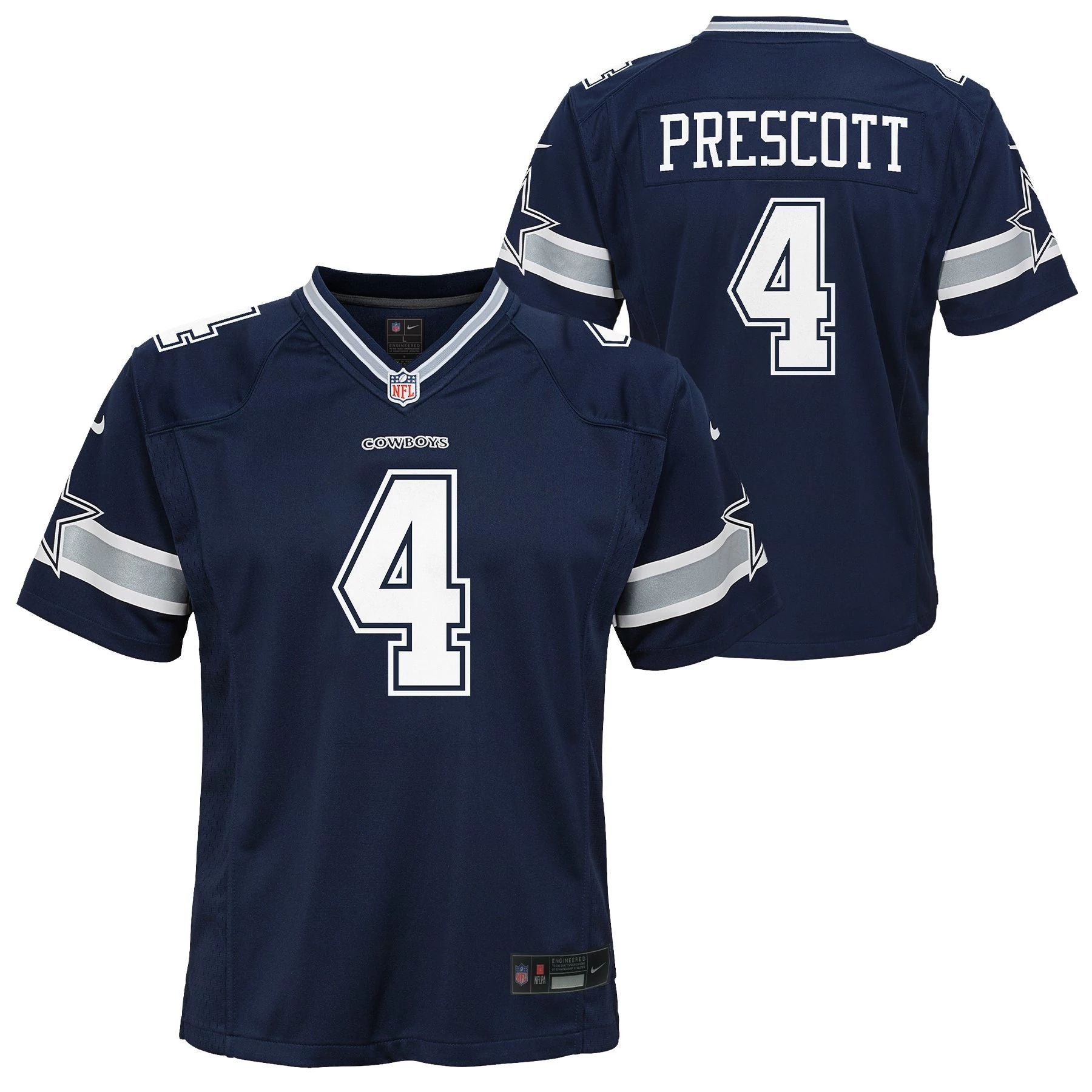 Dallas Cowboys - Dak Prescott #4 Nike Navy Game Replica Youth Jersey