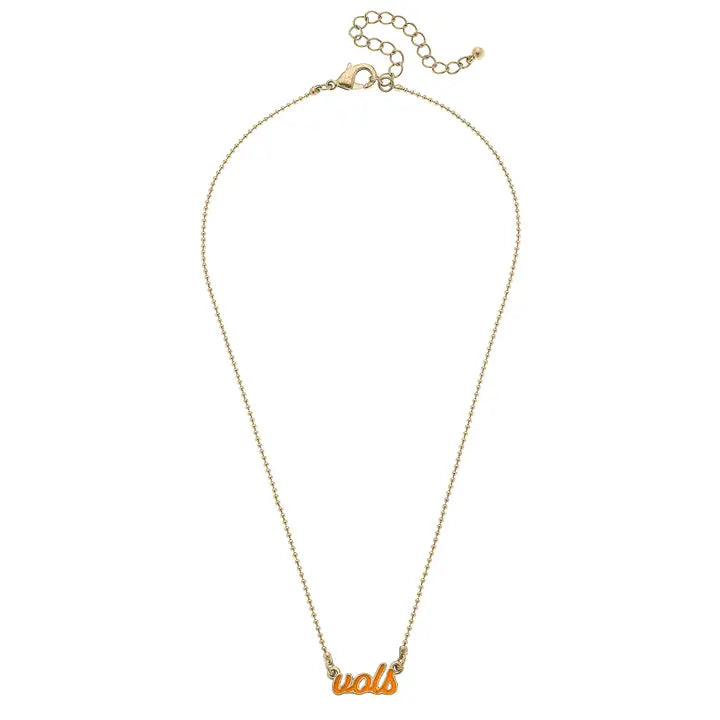 Tennessee Volunteers - Enamel Script in Orange Vols Logo Necklace