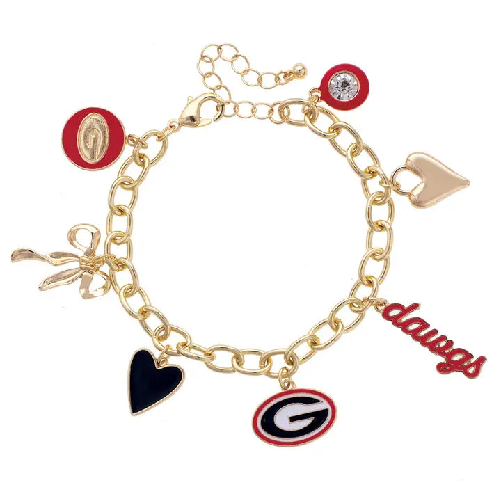 Georgia Bulldogs - NCAA Enamel Icons Charm Bracelet in Shiny Gold