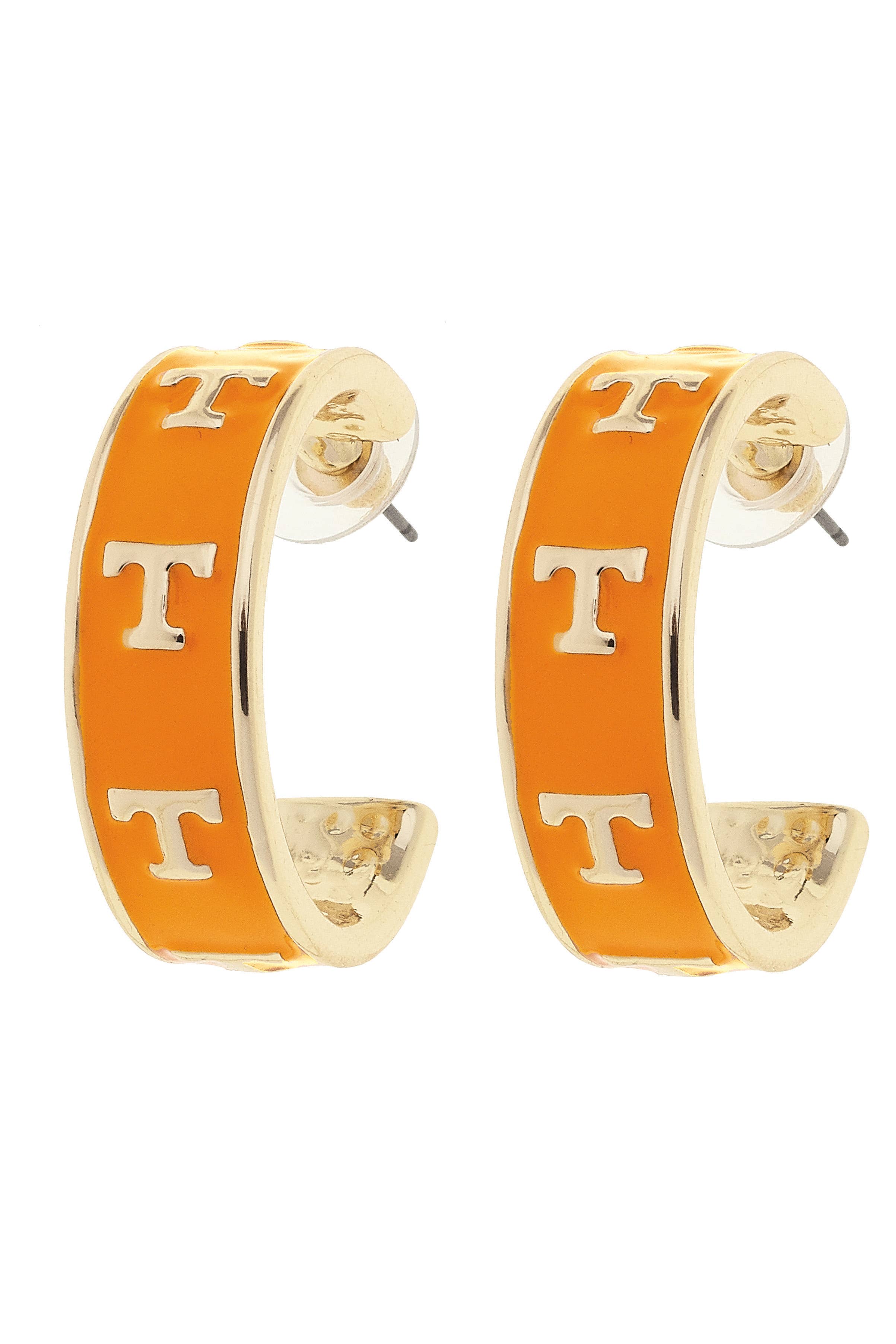 Tennessee Volunteers - Enamel Logo Hoop in Orange/Shiny Gold Earrings
