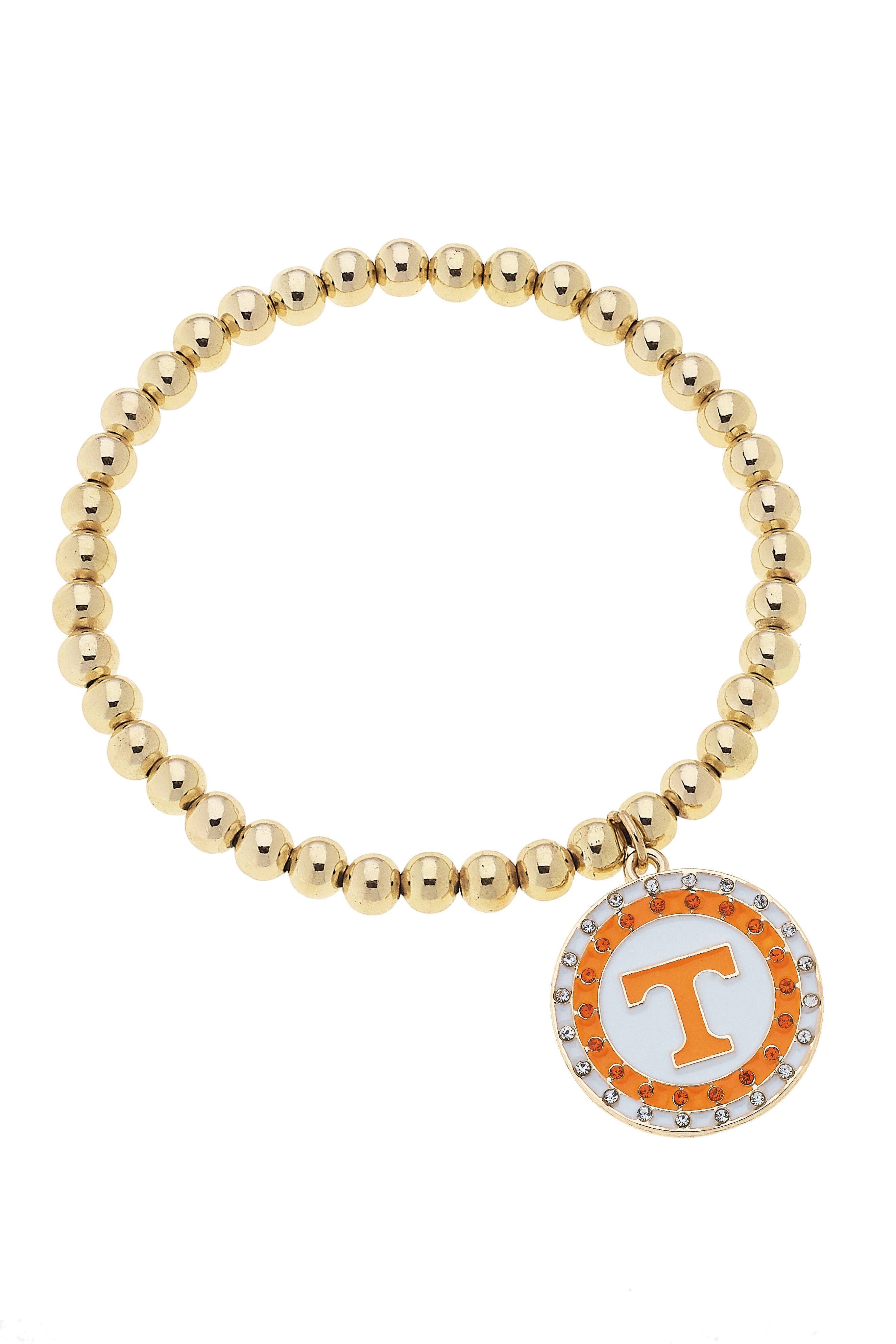 Tennessee Volunteers - Pave Disc Ball Bead Stretch Bracelet