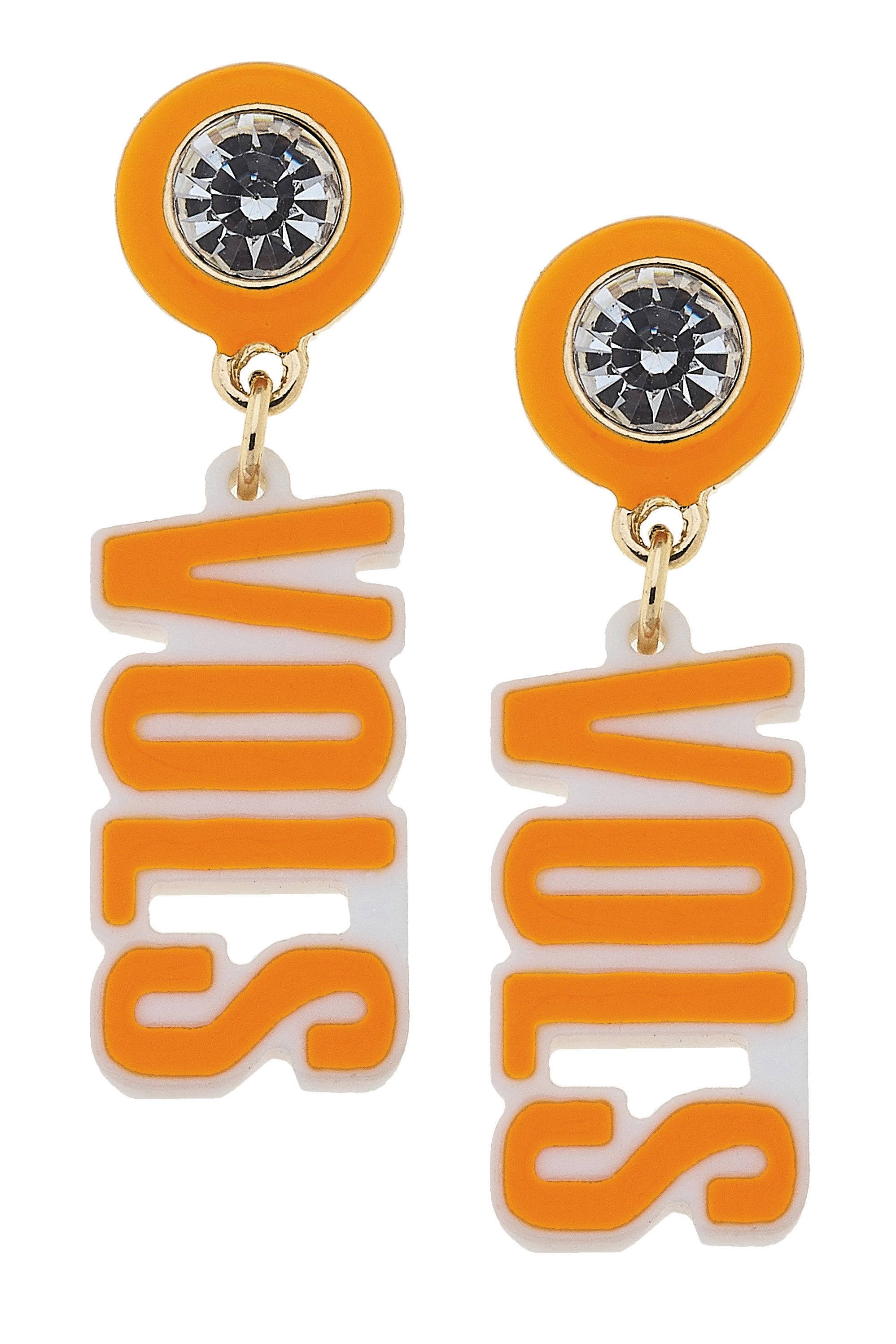 Tennessee Volunteers - Resin Block Letter  in Orange Earrings
