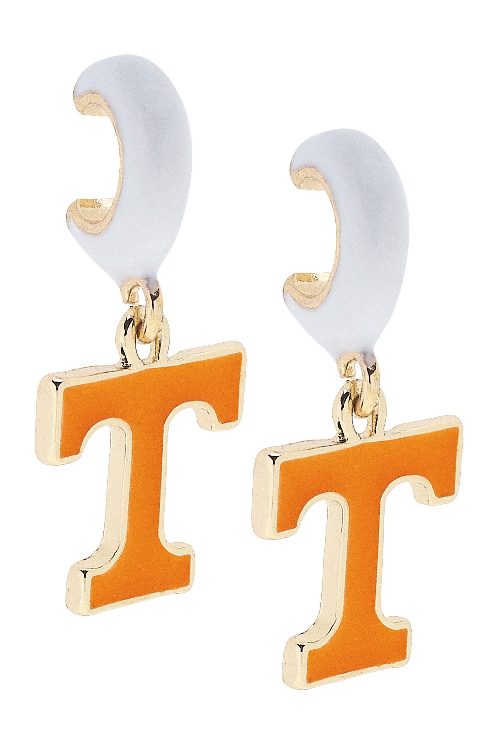 Tennessee Volunteers - Enamel Logo Huggie Hoop in White Earrings