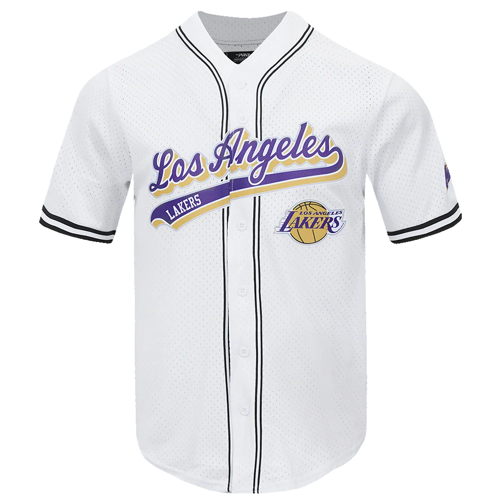 Los Angeles Lakers - NBA Script Tail Men's Mesh Button Down Shirt