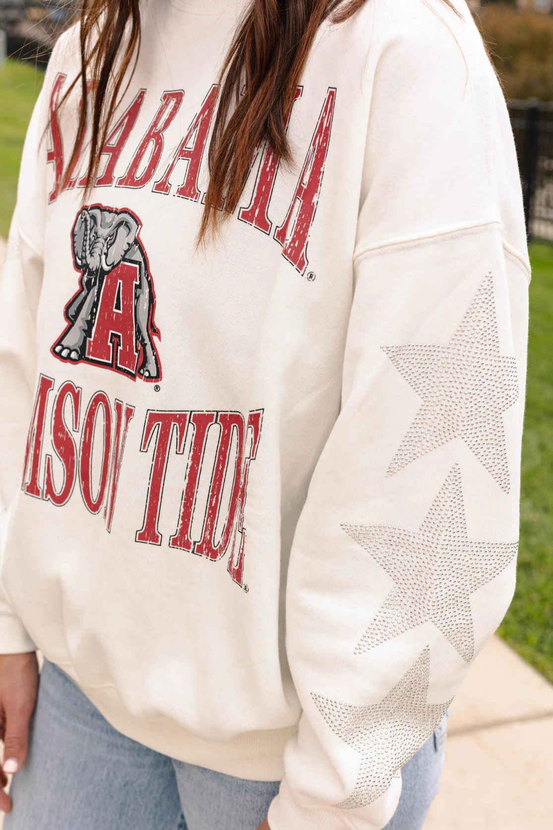 Alabama Crimson Tide - Wynn Star Sleeve OS Fleece Crew-Neck Long Sleeve