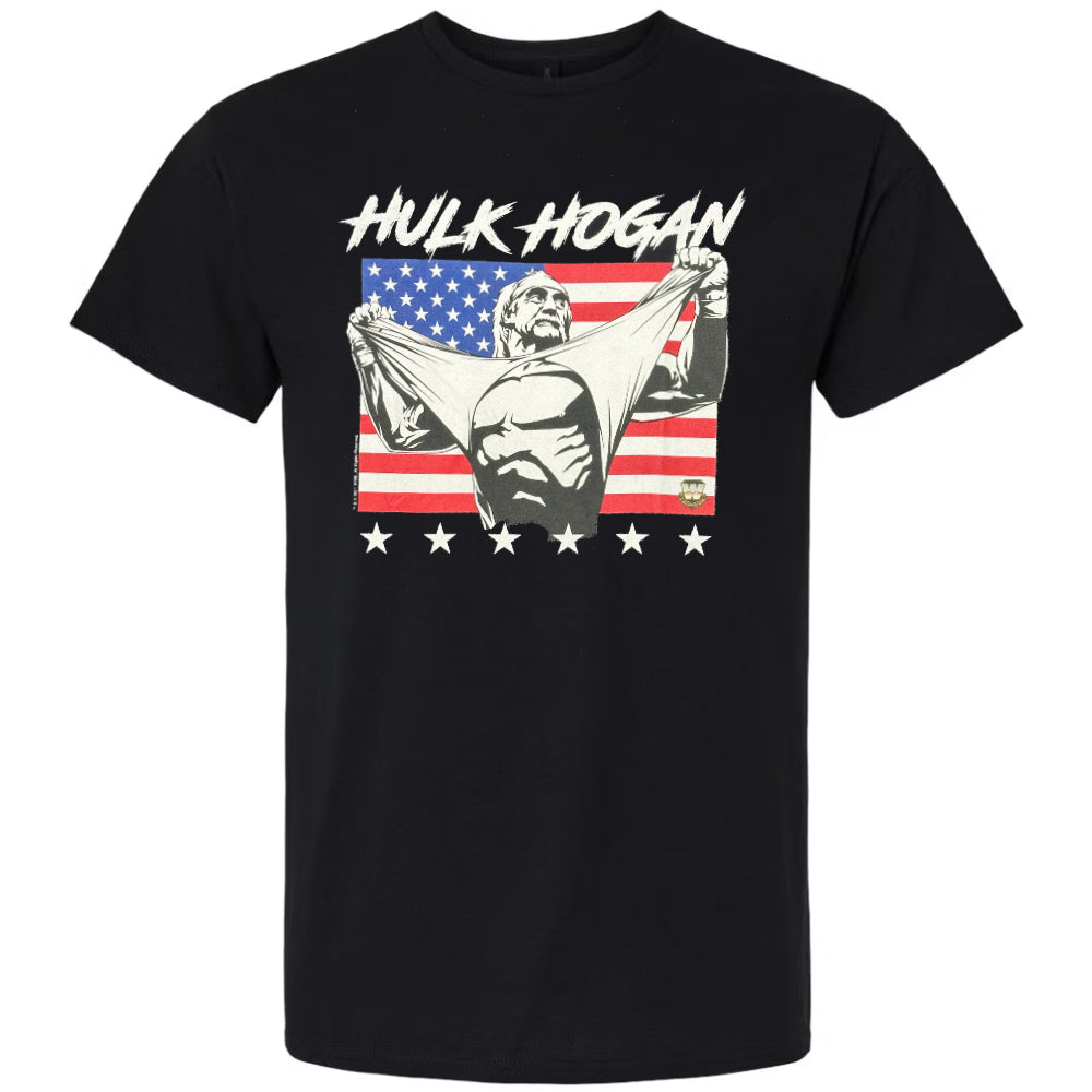 Hulk Hogan - Rip With Flag Unisex T-Shirt