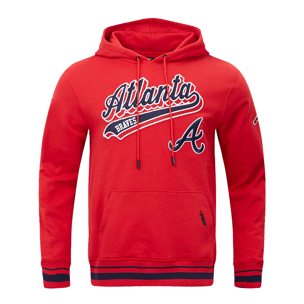 Atlanta Braves - MLB Script Tail Men's Rib Fleece Pullover Hoodie
