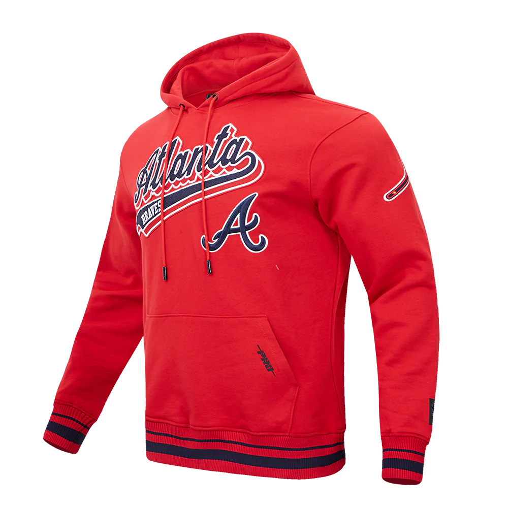 Atlanta Braves - MLB Script Tail Men's Rib Fleece Pullover Hoodie