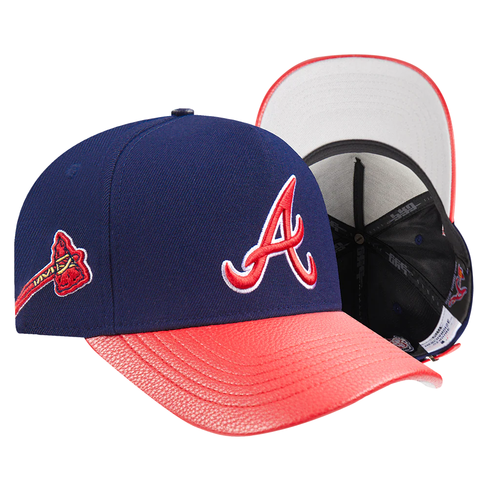 Atlanta Braves - MLB City Ransom Leather Pinch Front Strapback Hat