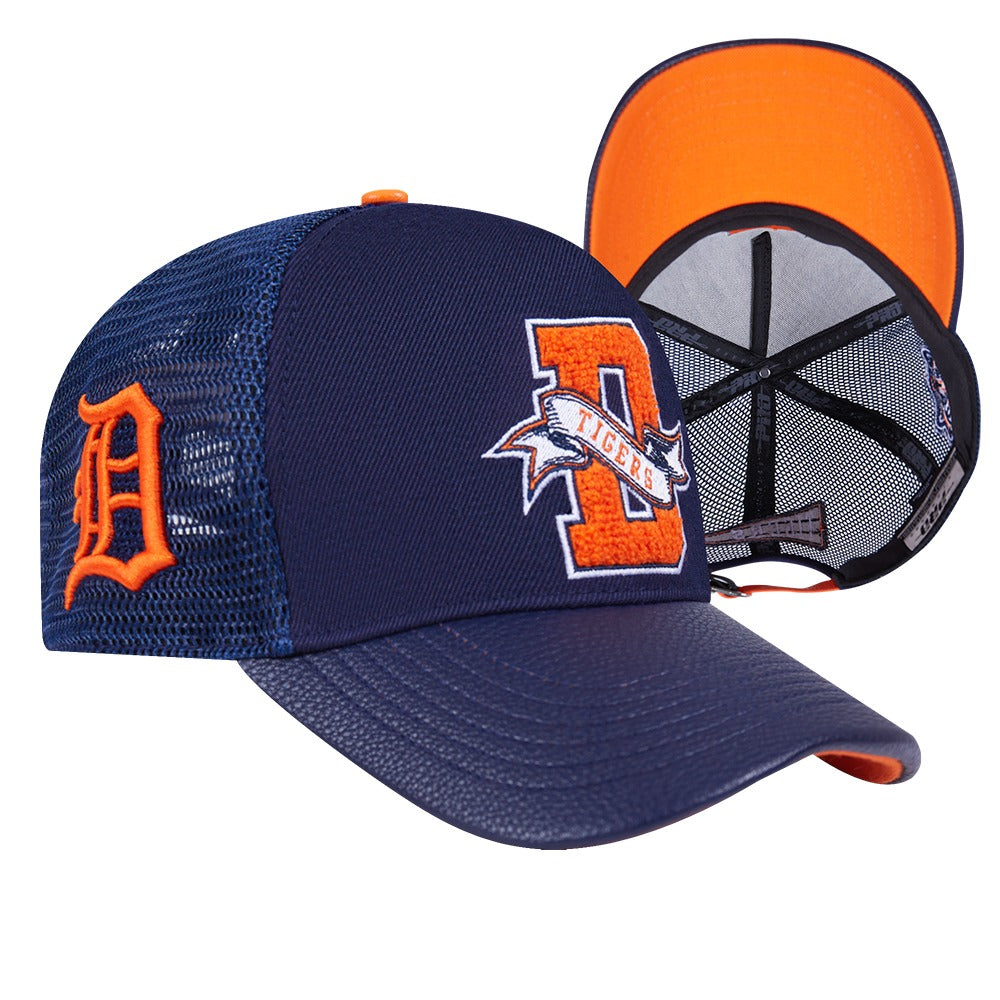 Detroit Tigers - MLB Team Pennants M Pinch Front Trucker Leather Hat