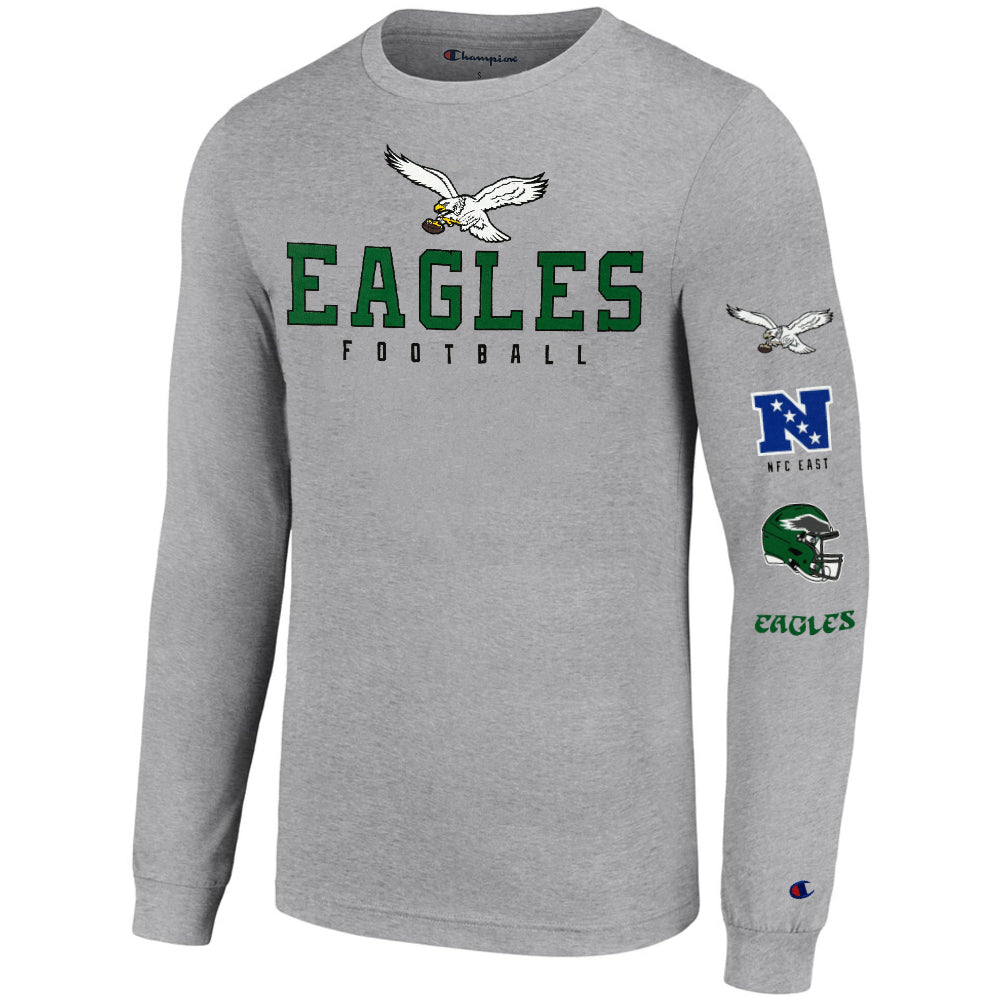 Philadelphia Eagles - NFL Mascot Logo Over Straight, Helmet & Eagles Wordmark Long Sleeve