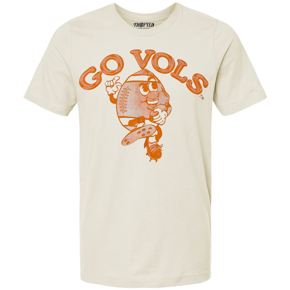 Tennessee Volunteers - Go Vols Football Run Off White Thrifted Tee T-shirt