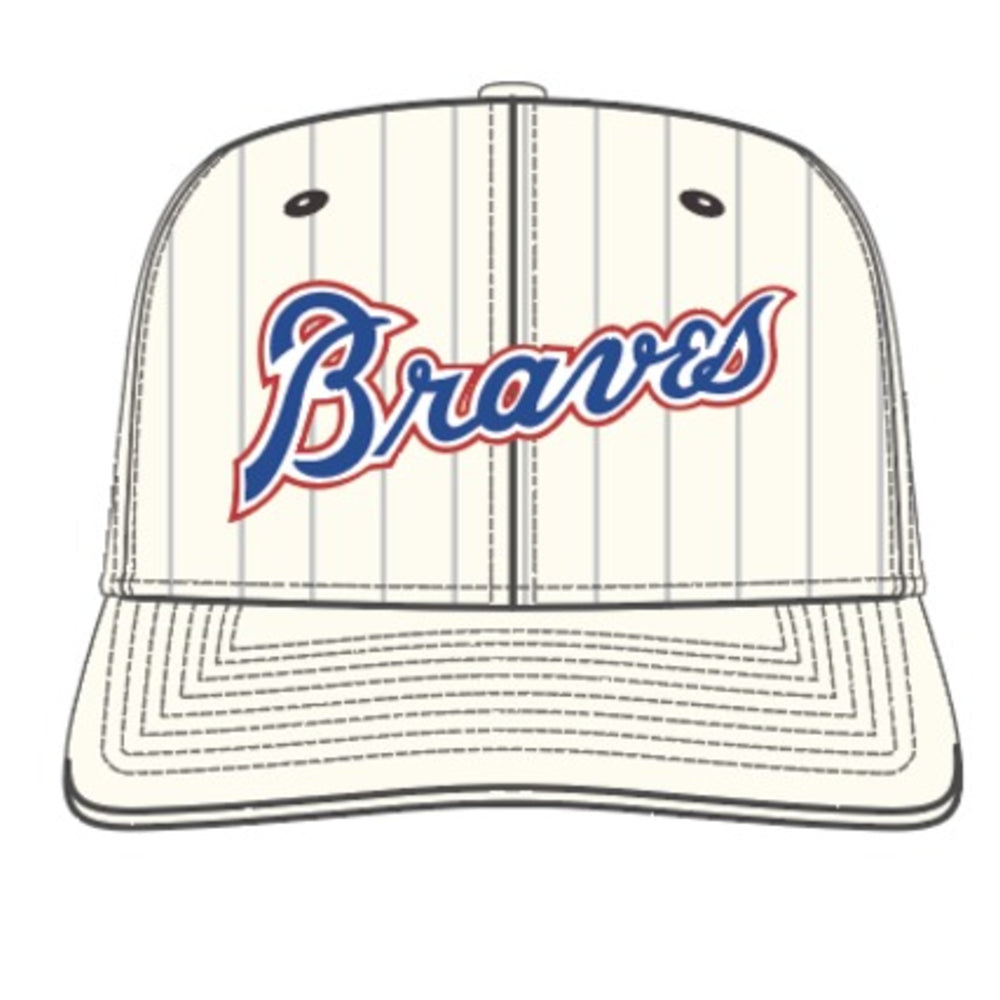 Atlanta Braves - MLB Pinstripe Retro Classic Wordmark Wool Trucker Strapback Hat