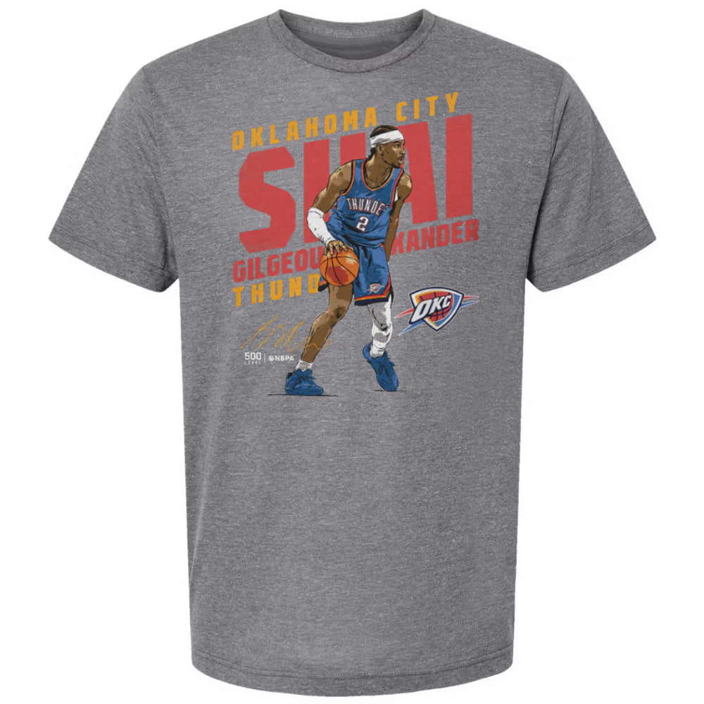 Oklahoma City Thunder - NBA Shai Gilgeous-Alexander Tri Gray Slant Adult T-shirt