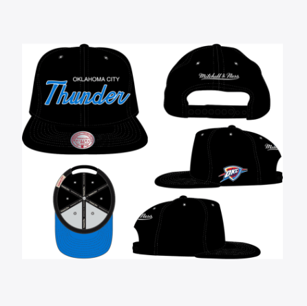 NBA Oklahoma City Thunder Team Script Snapback Black Hat