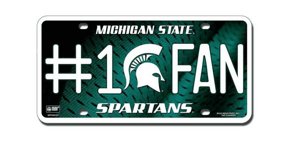 NCAA Michigan State Spartans Metal License Plate Tag