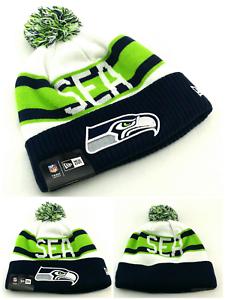 Seattle Seahawks Retro Cuff SEA Blue Green Toque Pom Beanie Knit Hat Cap