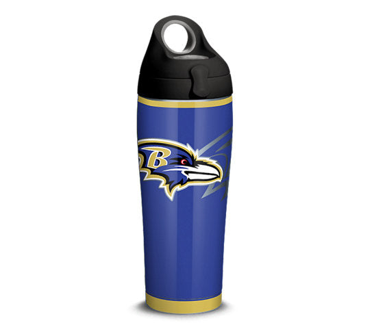 Baltimore Ravens Stainless Steel Insulated Tumbler with Lid, 24oz Water Bottle