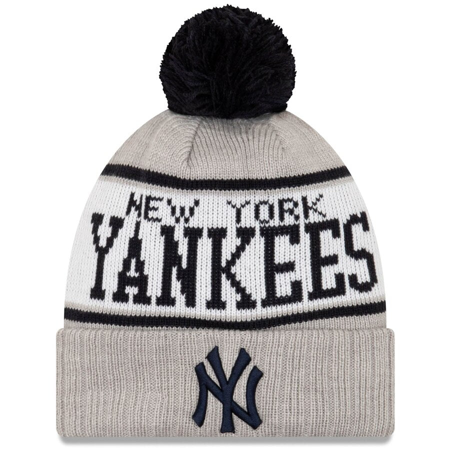 New York Yankees Knitstripe A3 Gray Knit Beanie Toboggan