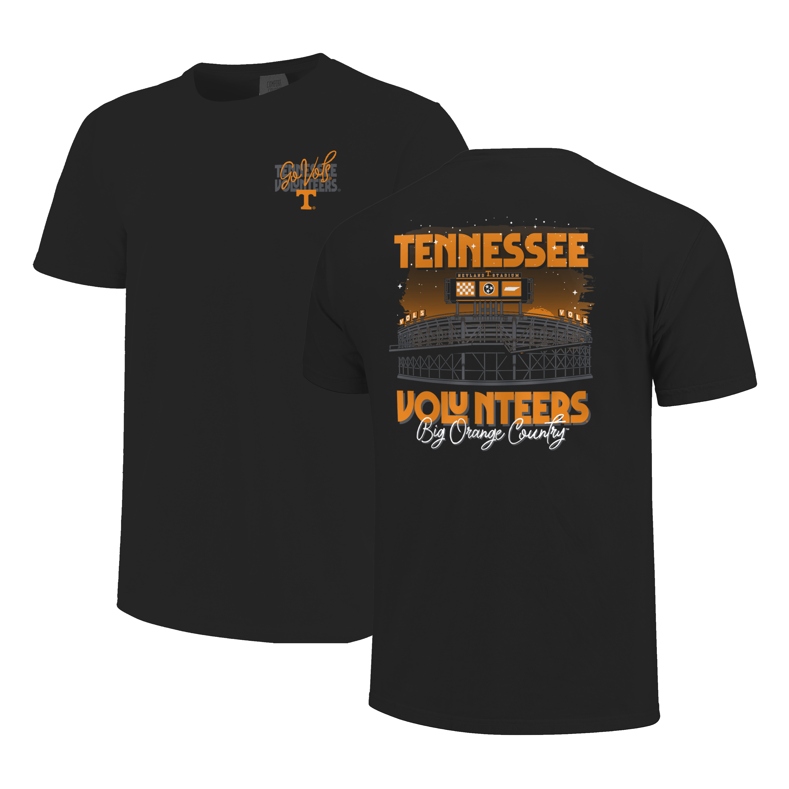 Tennessee Volunteers Dark Sunset Stadium Black Comfort Color Short Sleeve T-shirt