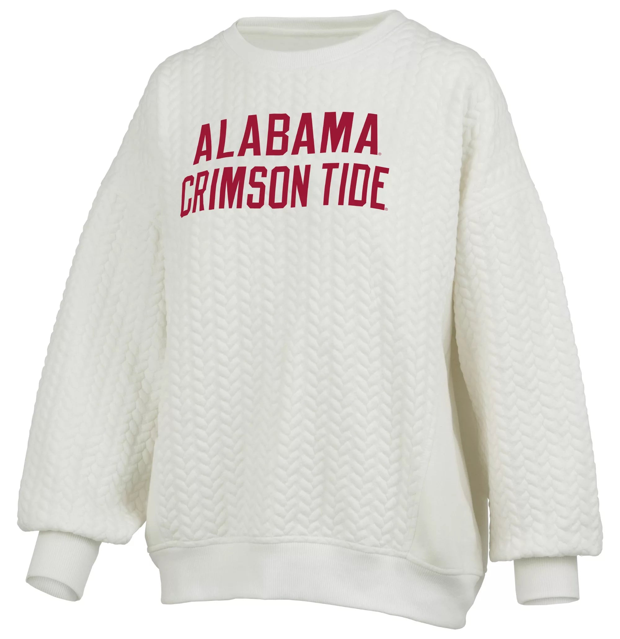 Alabama Crimson Tide "Roxbury" - Crew-Neck Oversized Pieced Ivory Fleece LongSleeve
