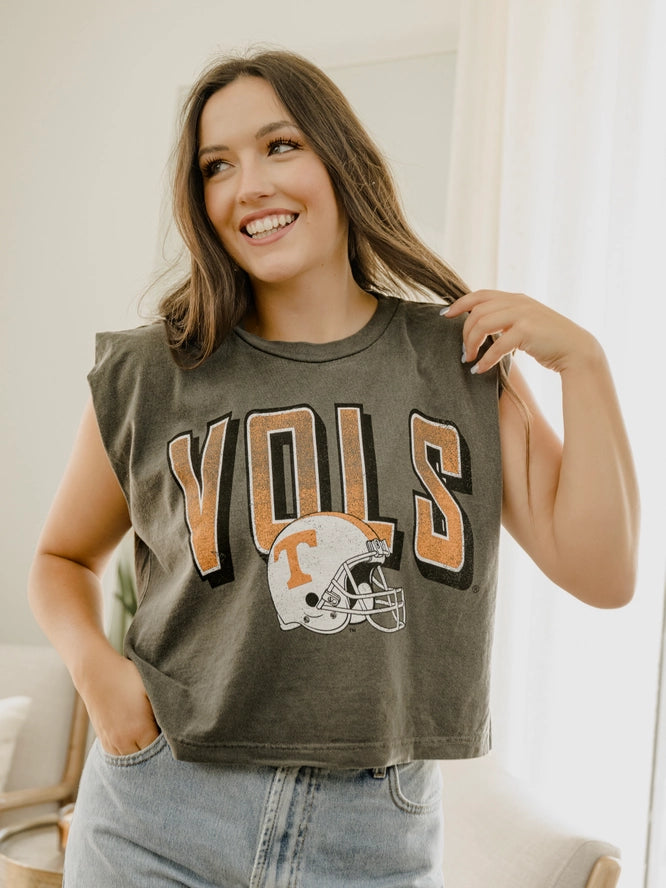 Tennessee Volunteers - Helmet Fade Charcoal Tank Top