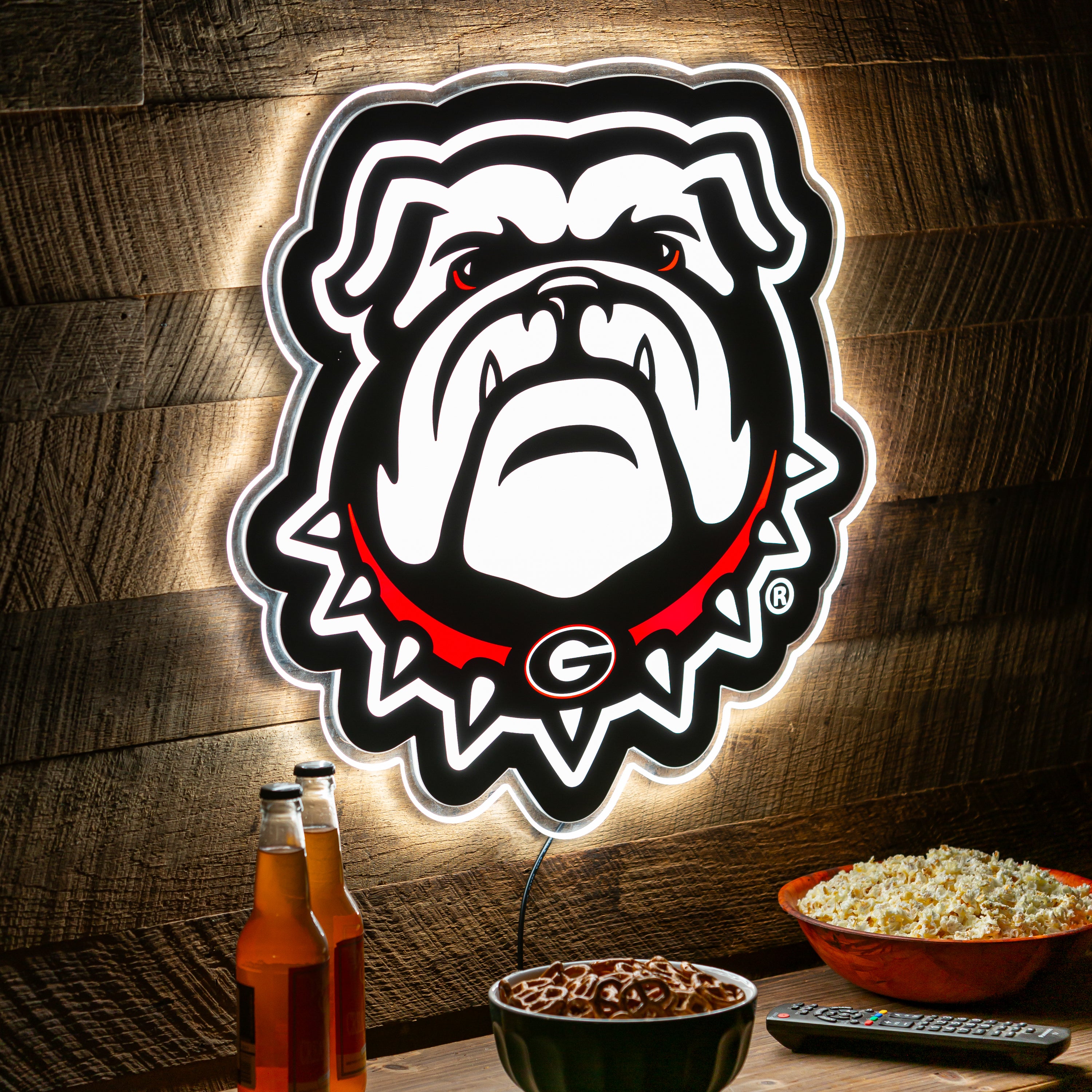Georgia Bulldogs - Glazelite, Logo Led Wall Decor