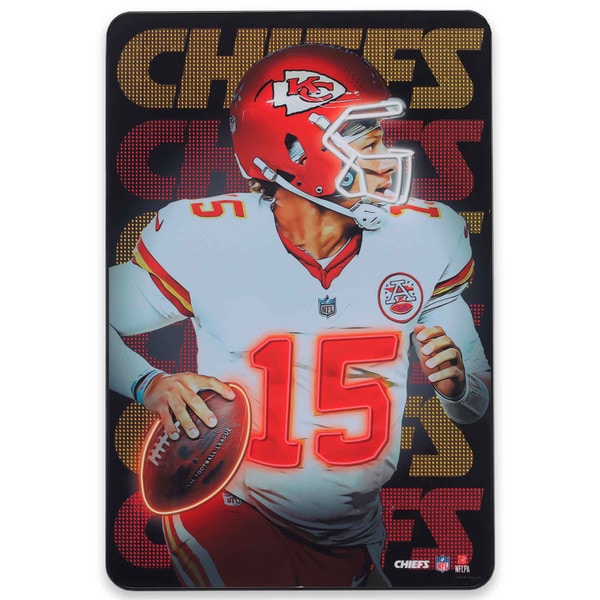 Kansas City Chiefs: NFL Patrick Mahomes - Neon Lights High Transparency Framed Wood Wall Decor