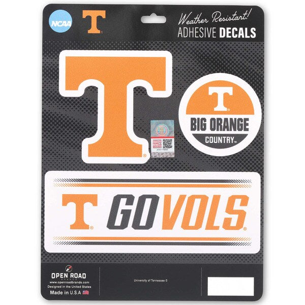 Tennessee Volunteers - Knoxville Knoxville Team Spirit 3PK Adhesive Decals