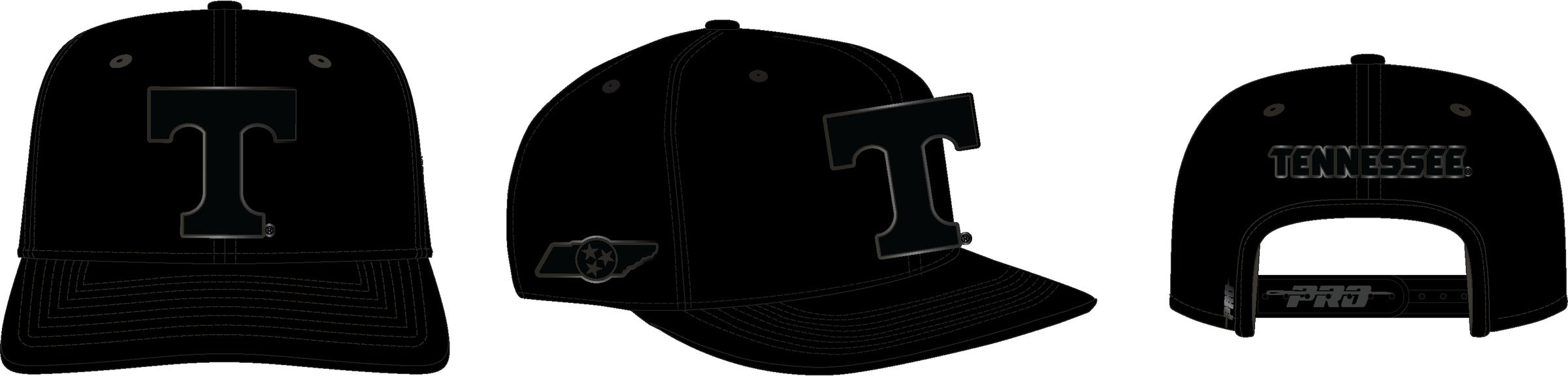 Tennessee Volunteers - NCAA Knoxville triple Black Snapback Men's Hat
