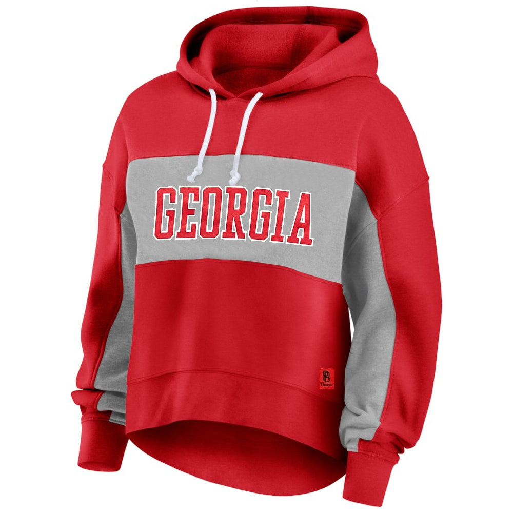 Georgia Bulldogs - Campus Outline Lena Oversized Hooded Pieced Two Tone Fleece Hoodie