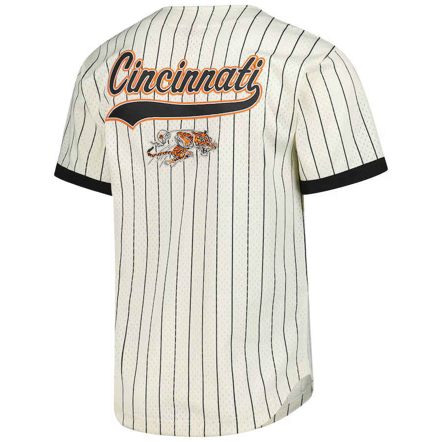 Cincinnati Bengals - Cream Vintage Logo Final Seconds Full-Button Mesh Top Jersey