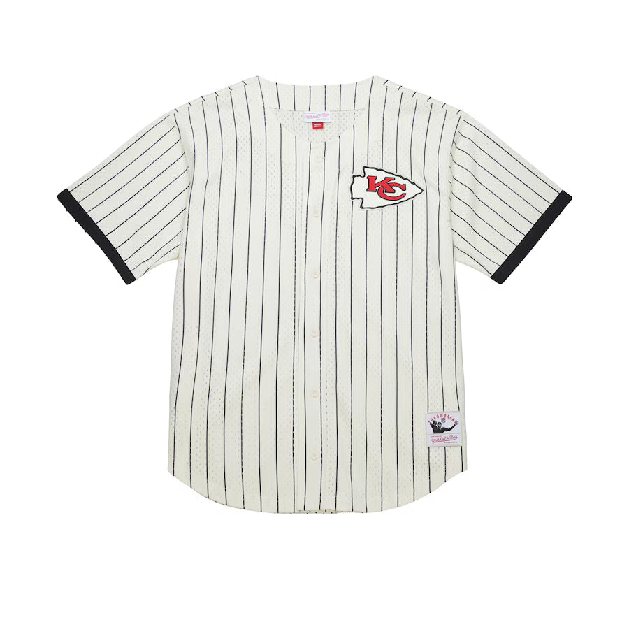 Kansas City Chiefs - Cream Vintage Logo Final Seconds Full-Button Mesh Top Jersey
