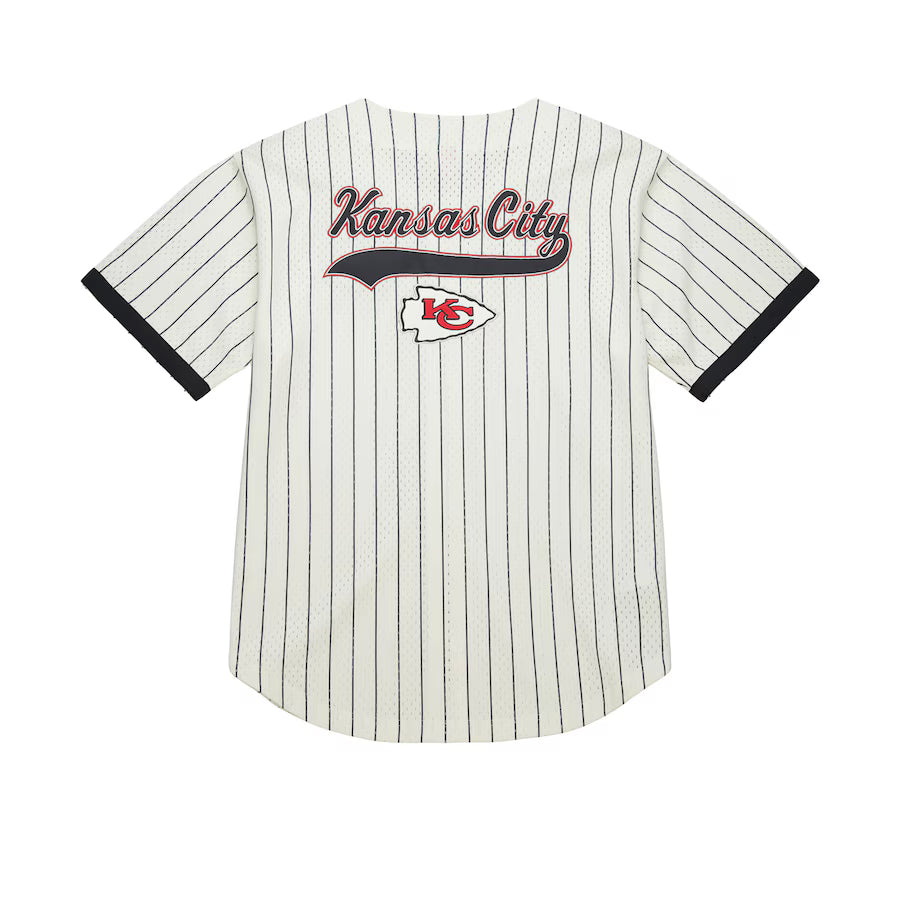 Kansas City Chiefs - Cream Vintage Logo Final Seconds Full-Button Mesh Top Jersey