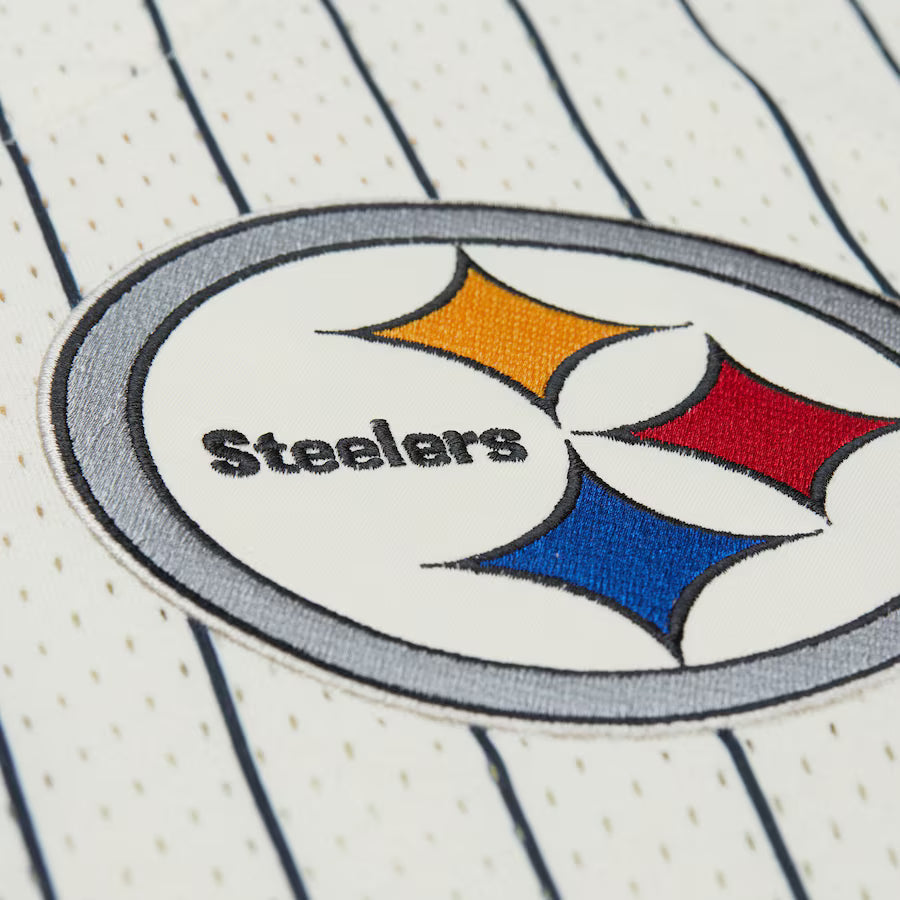 Pittsburgh Steelers - Cream Vintage Logo Final Seconds Full-Button Mesh Top Jersey