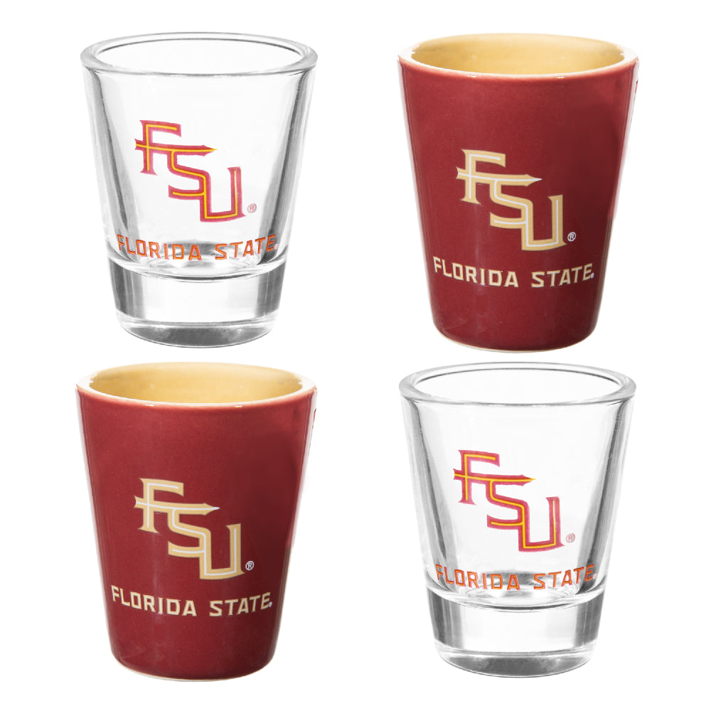 NCAA University Of Florida State - Glass and Ceramic Shot Glass Set