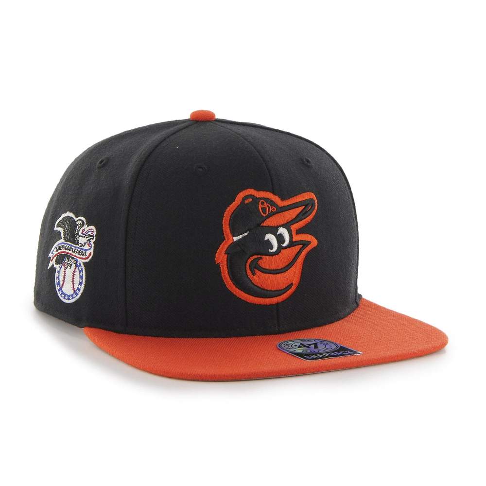 Baltimore Orioles - Two-Tone Black Sure Shot Captain Hat, 47 Brand