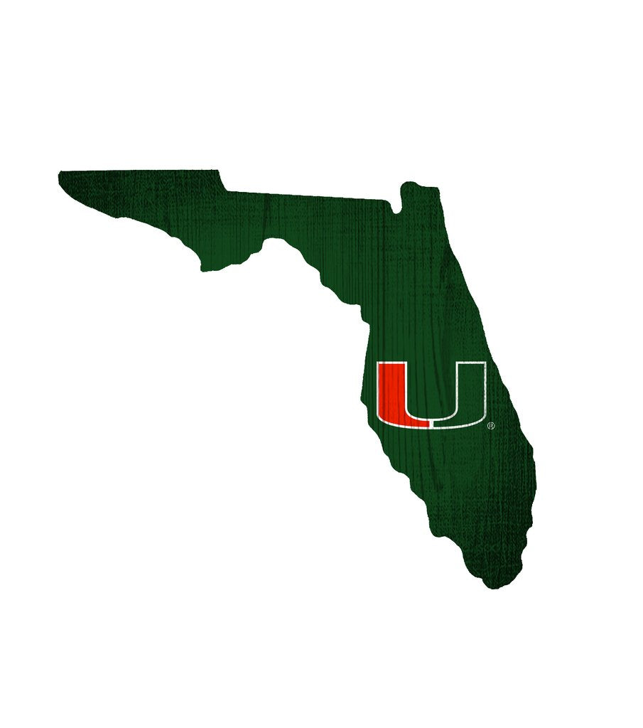 Miami Hurricanes Sign Wood Logo State Design