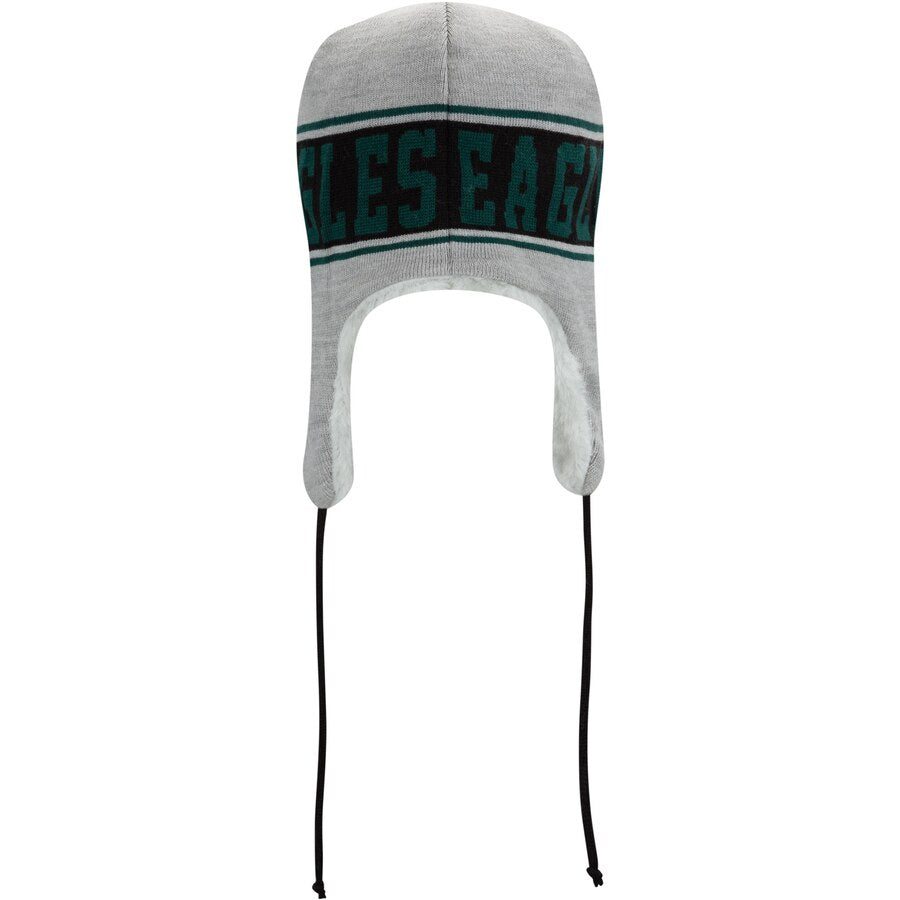 Philadelphia Eagles Stripe Trapper Knit Hat - Gray