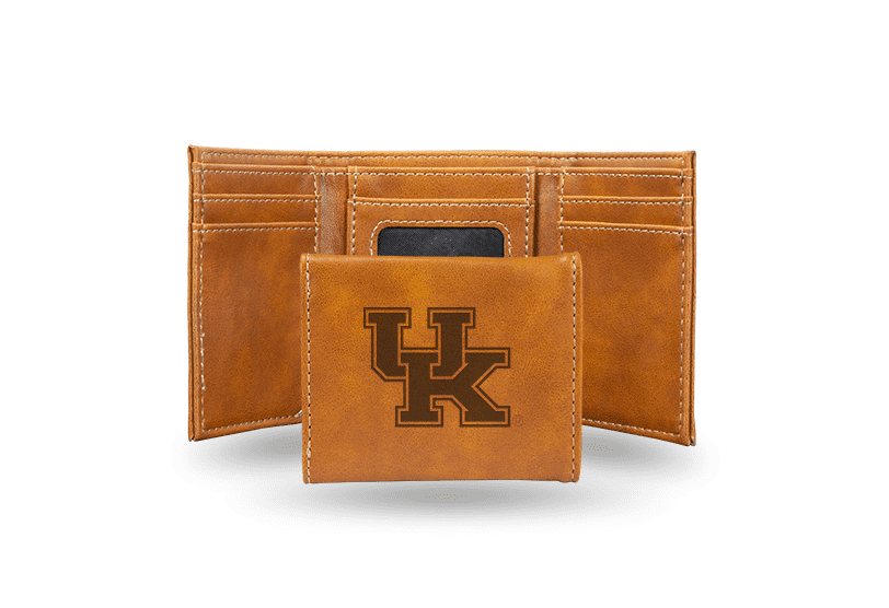 Kentucky Wildcats Laser Engraved Tri-Fold Wallet - Brown
